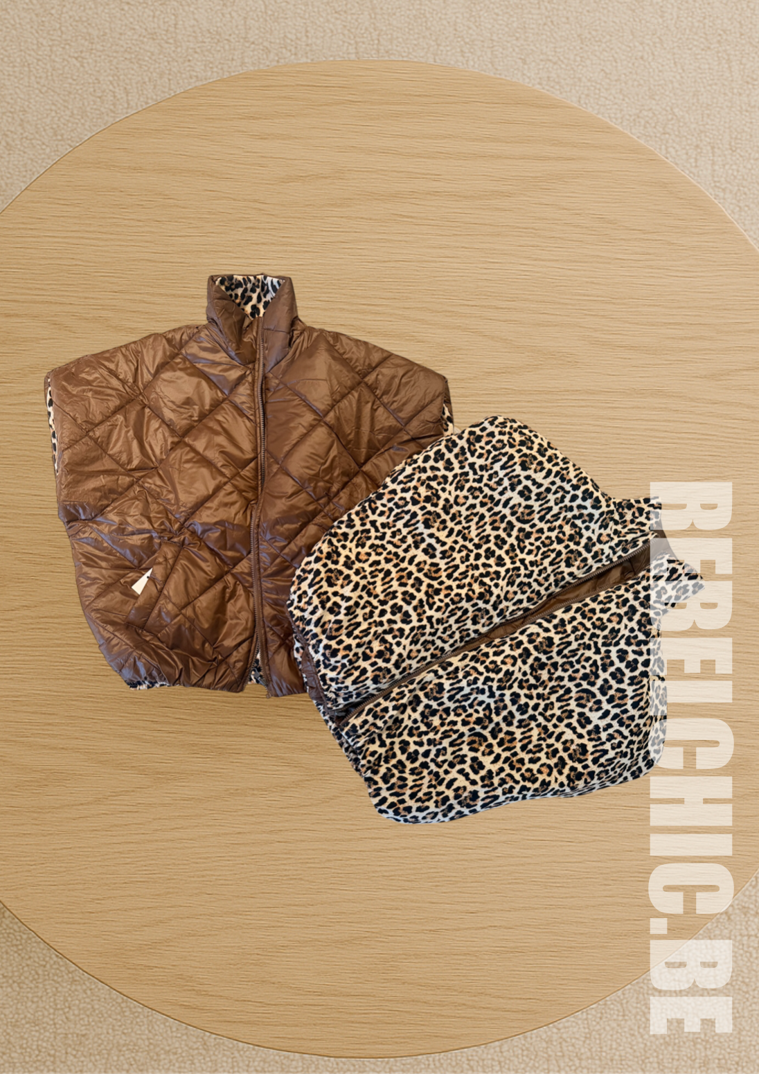 La veste Stéphanie, réversible léopard