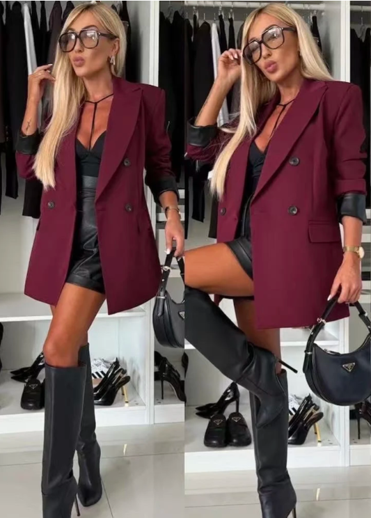 Blaser bas de manche simili cuir bordeaux