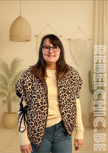 La veste Stéphanie, réversible léopard