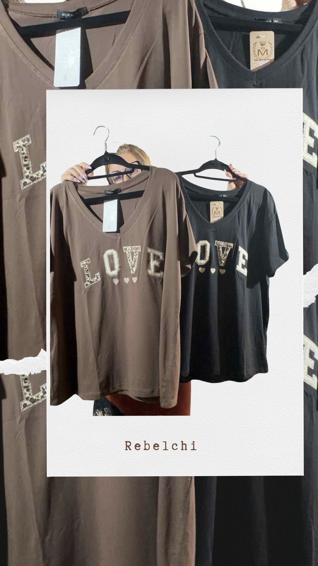 T-shirt à manche courte love Marron