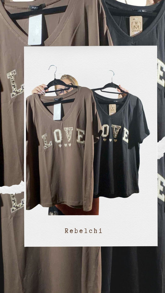 T-shirt à manche courte love Marron