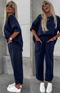 Ensemble haut oversize et pantalon décontracté  bleu marine